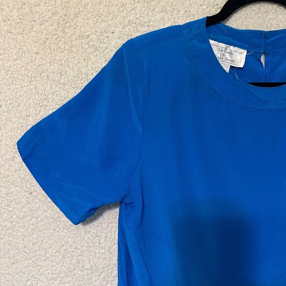 Vintage Silk Studio by Claude Bennett Womens Size 10 Short Sleeve Blouse Casual - Picture 3 of 11
